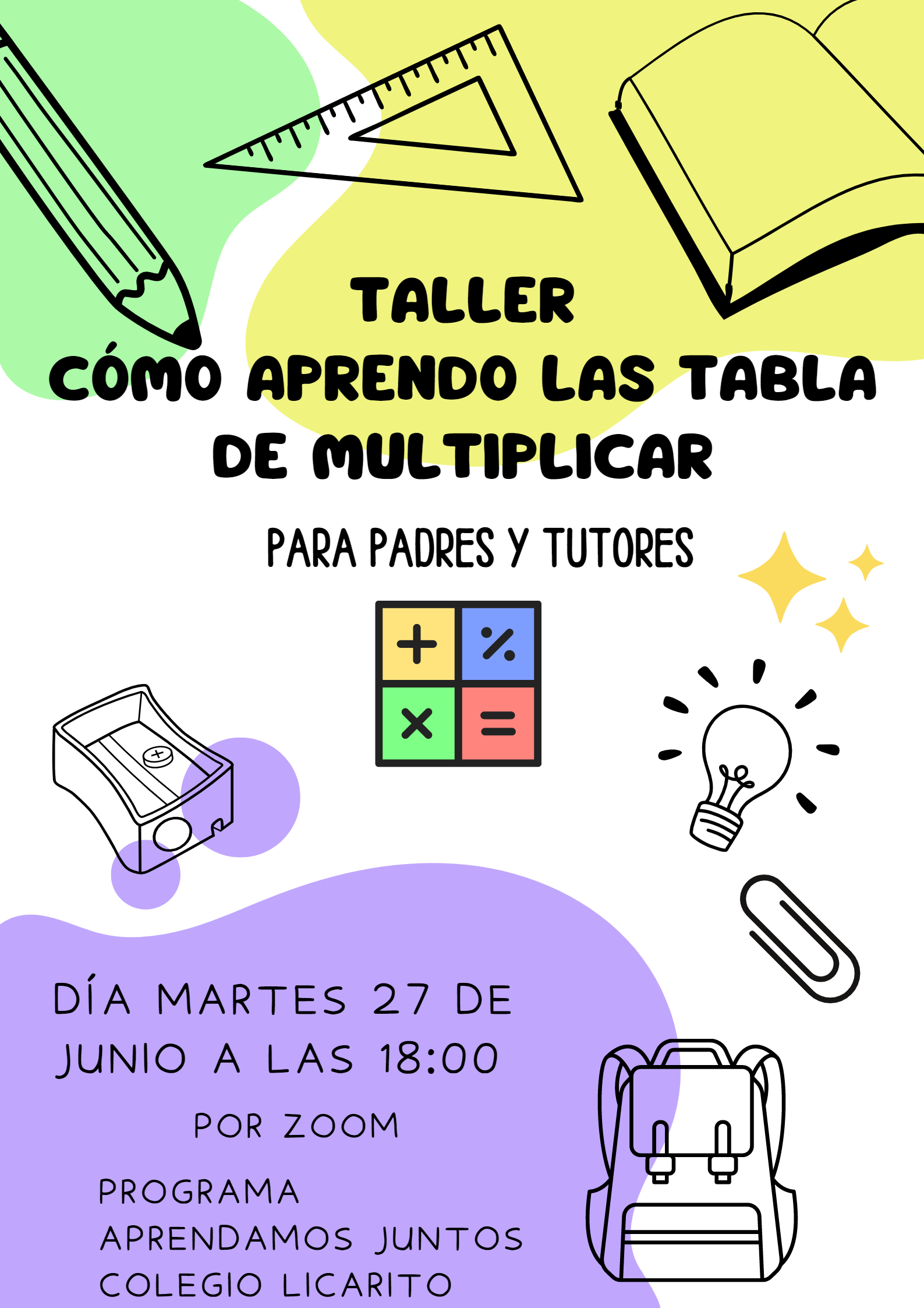 Taller “¿Cómo aprendo las tablas de multiplicar?” Colegio Licarito
